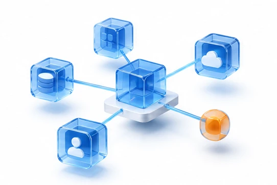 Nodos digitales conectados que representan automatización