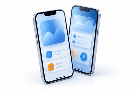 Teléfonos con interfaces móviles ilustrativas